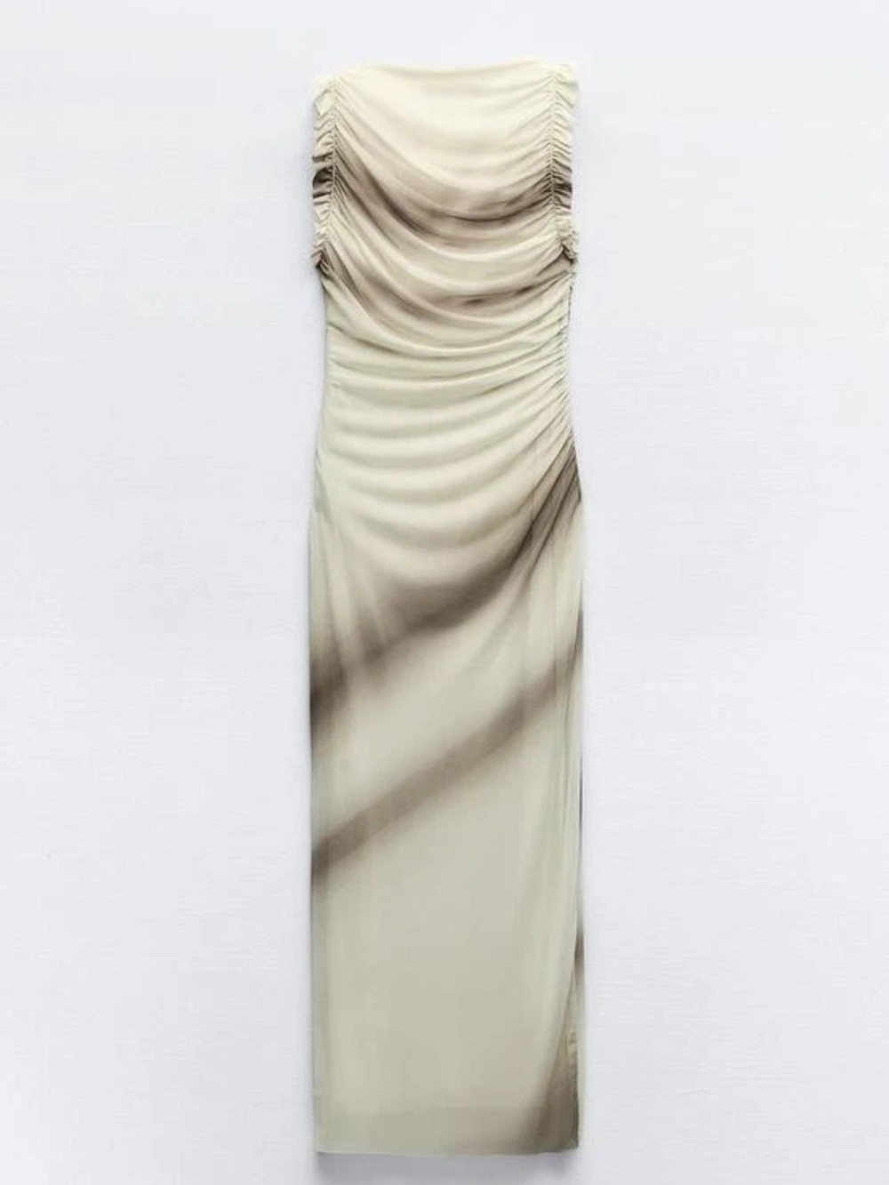 Zara Sleeveless Draped Maxi Dress in Cream and Taupe - Picture 6 of 11
